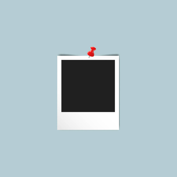 Ročník fotografického rámečku Polaroid šablona s světle modrým pozadím - Vektor, obrázek