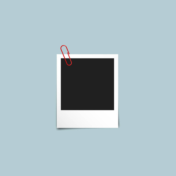 Plantilla Polaroid de marco de foto vintage con fondo azul claro
 - Vector, imagen