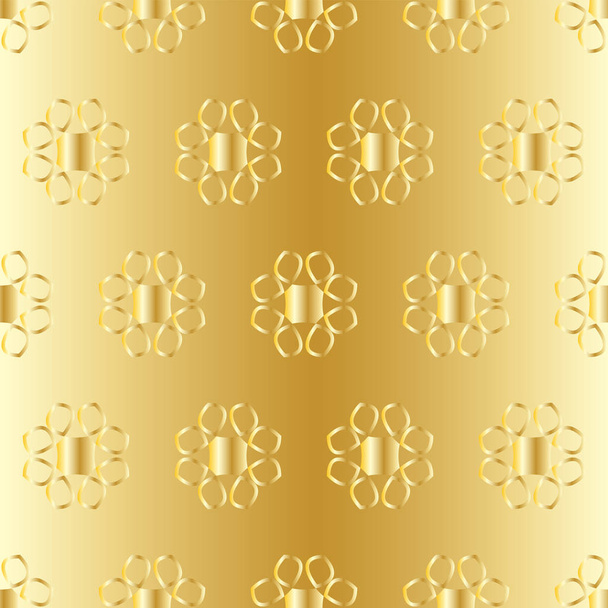 Seamless pattern with lace of golden abstract flowers on golden background. - Vector, imagen