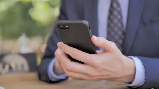 Close Up of Businessman Using Smartphone - Footage, Video
