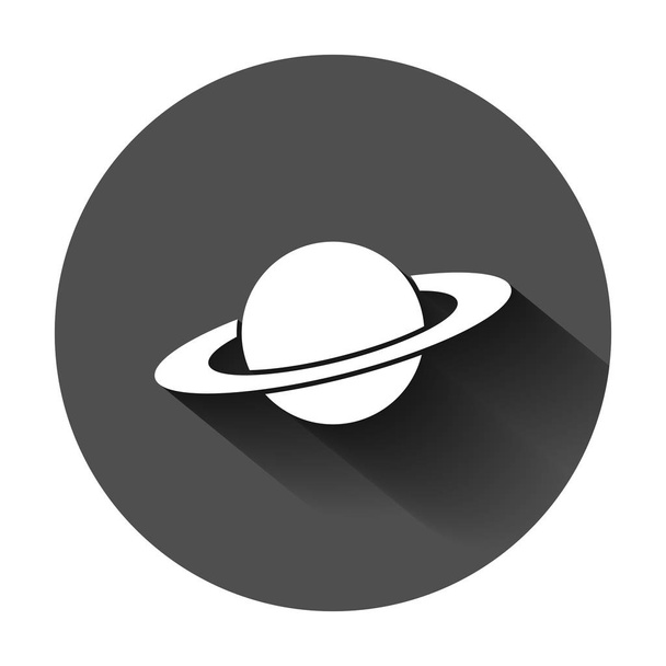 Ikona Saturn w stylu płaskim. Planeta wektor ilustracja na czarny r - Wektor, obraz