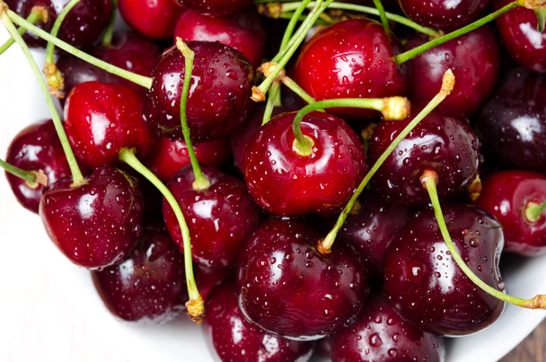 close-up of fresh cherries, selective focus - Photo, Image