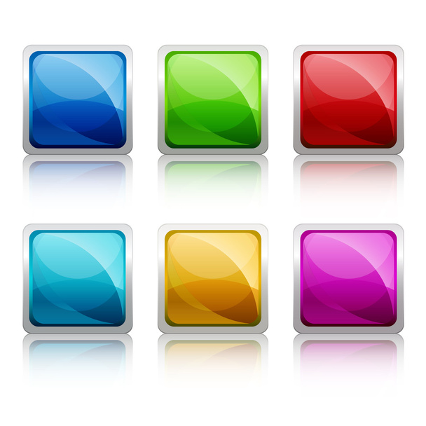 Set of colourful square glass botton - Vector, Image