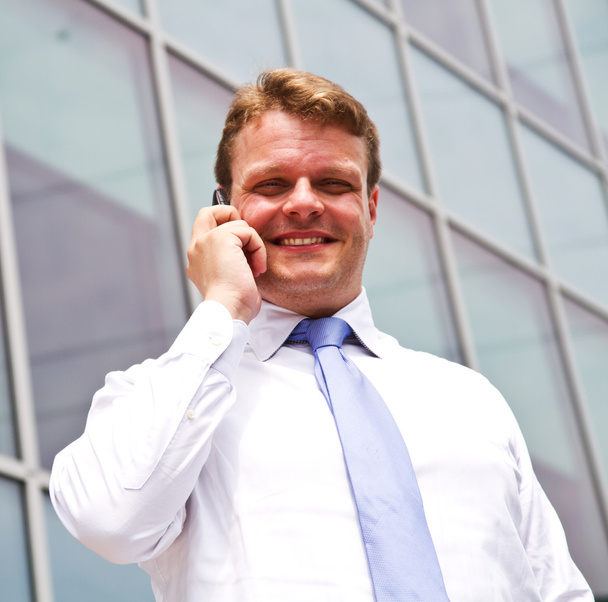 Portrait of a young businessman talking on the phone - Foto, afbeelding