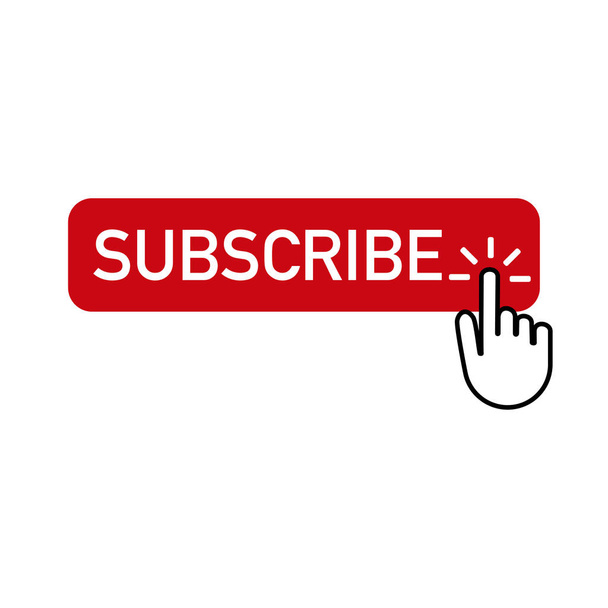 red button subscribe with hand clicking on - Vector, Image