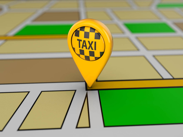 Taxi signo en el mapa de la ciudad
 - Foto, Imagen