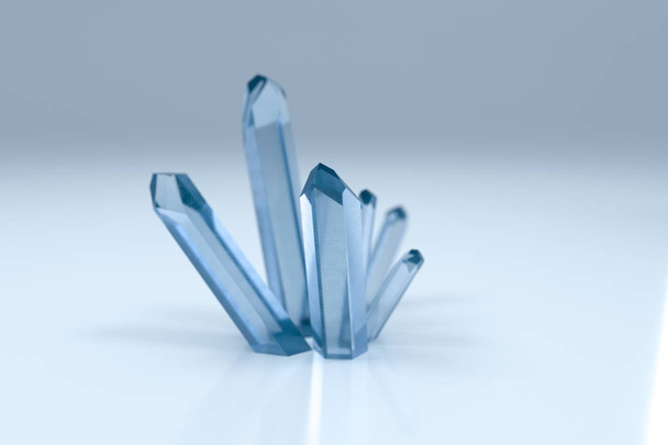 Een cluster van Blue Magic Crystal verzamelen samen, 3D rendering. - Foto, afbeelding