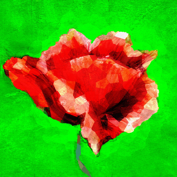 Червона троянда квітка малюнок на зеленому фоні
 - Фото, зображення