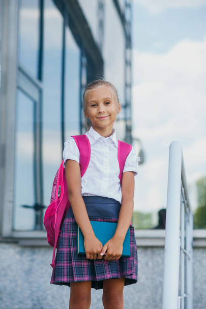 Back to school. Portrait of beautiful young schoolgirl, education concept - Photo, Image
