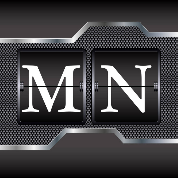 Μεταλλικό αλφάβητο της μηχανικής M-N, απεικόνιση διάνυσμα - Διάνυσμα, εικόνα