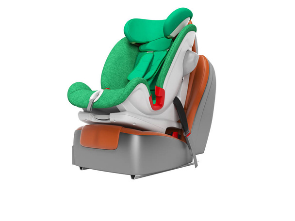Assento de carro de bebê verde para a criança renderização 3d no fundo branco
  - Foto, Imagem