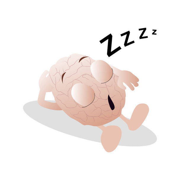 Character mascot brain sleeping rest - Vector, imagen