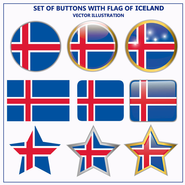 Aseta painikkeilla lippu Islanti. Vektoriesimerkki
 - Vektori, kuva