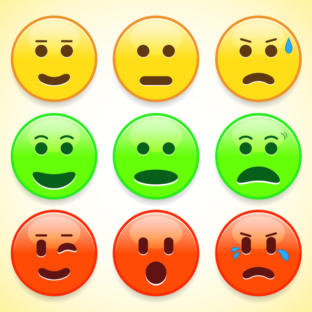 Set of colourful emoticon icons - Vector, Image