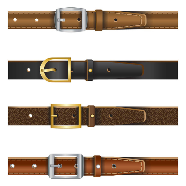 Conjunto de diferentes cinturones de cuero
 - Vector, imagen