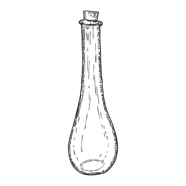 Witch's bottle with magic liquid, line and dot stipple art, hand - Вектор,изображение