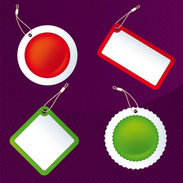 Four tags in different shapes with copy space. Isolated. - Vector, Image