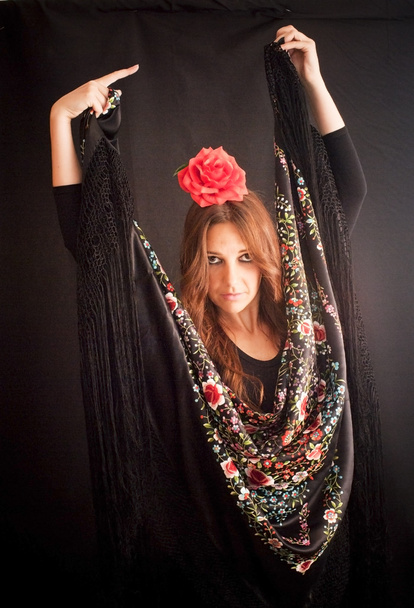 Woman with typical dress of flamenco - Photo, Image