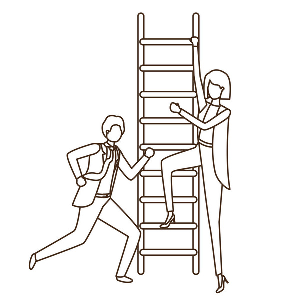 üzleti pár lépcső avatar karakter - Vektor, kép