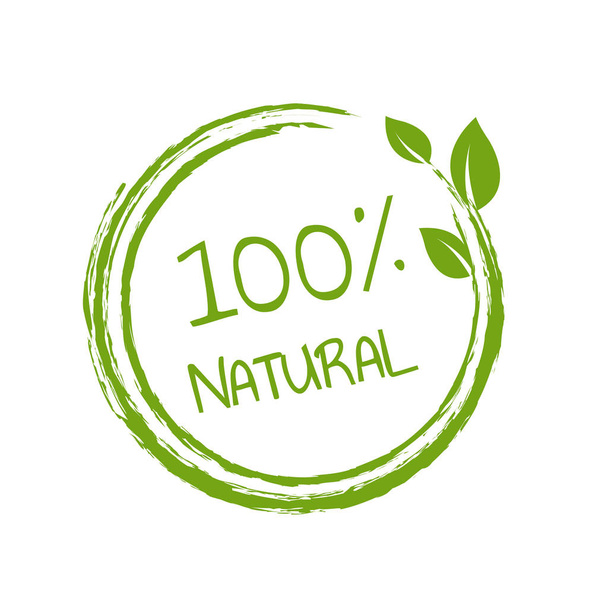 100% Natural Product White Background - Vector, Imagen