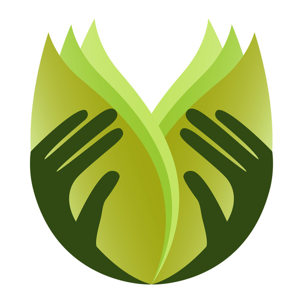 Caring hands holding leaves - Vector, Image