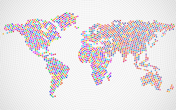 Carte du monde abstraite et colorée des points radiaux
 - Vecteur, image
