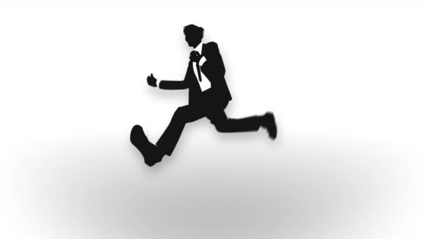 Running Man sziluettje. Üzletember fut a sikerhez. Eléréséhez. Absztrakt hurok-CG animáció. - Felvétel, videó