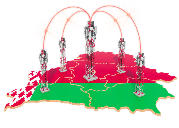 Mobilkommunikation in Weißrussland, Mobilfunkmasten auf der Karte - Foto, Bild