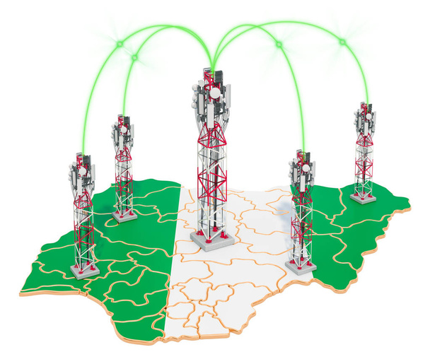 Communications mobiles en Nigeria, les tours de téléphonie mobile sur la carte
 - Photo, image