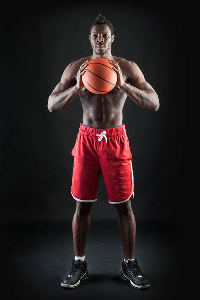 Full body portrait of confident young black man shirtless with b - Zdjęcie, obraz