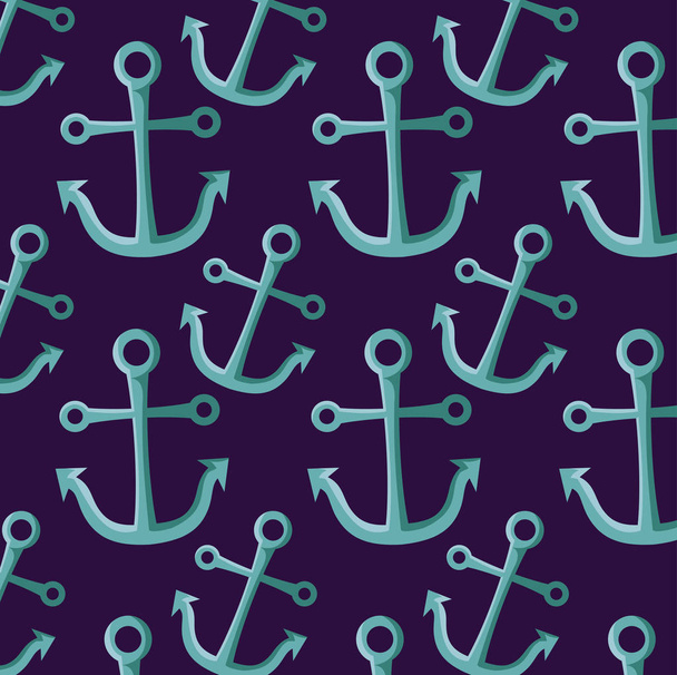pattern of set anchors nautical - Vector, imagen