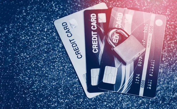 Kreditkartensicherheit Internet-Daten - Verschlüsselungstransaktionen auf  - Foto, Bild