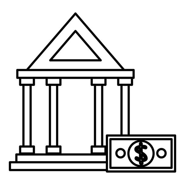 bâtiment bancaire avec des dollars de facture
 - Vecteur, image
