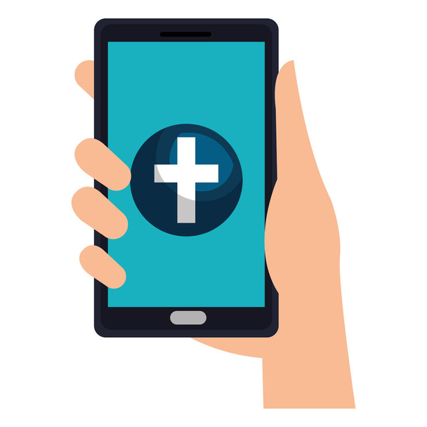main avec smartphone et application médicale
 - Vecteur, image