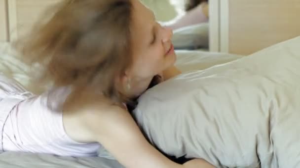 Morning. Awakening women in bed.  - Footage, Video