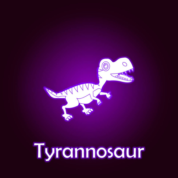 tyrannosaur outline vector. Elements of dinosaurs illustration in neon style icon. Signs and symbols can be used for web, logo, mobile app, UI, UX - Vecteur, image