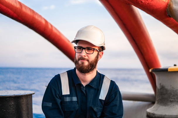 Deck Officer on deck of offshore vessel or ship - Photo, Image