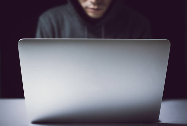 Hacker In Front Of The Computer - Valokuva, kuva