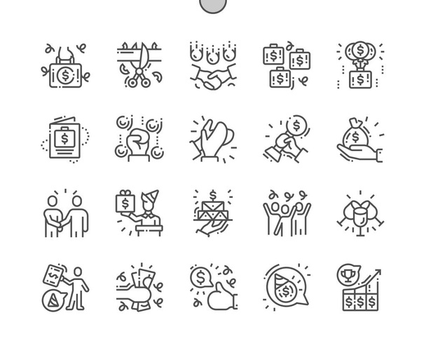 Celebrazioni d'affari Pixel ben realizzati Icone della linea sottile vettoriale perfetta 30 2x Griglia per grafica e app Web. Pittogramma minimale semplice
 - Vettoriali, immagini