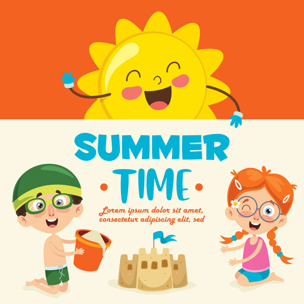 Ilustración vectorial de niños de verano
 - Vector, imagen