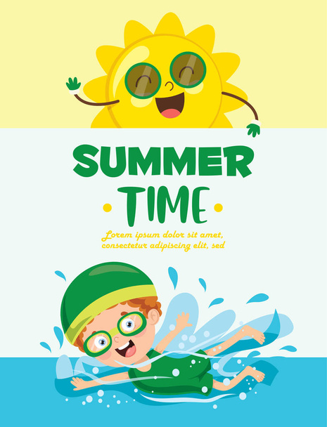 Vector Illustration Of Summer Children - Vektör, Görsel