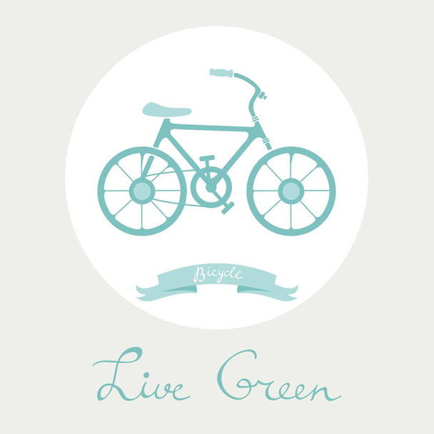 Élj zölden. Fogalmi illusztráció wth kerékpár bérlés jelképe a zöld bolygó - Vektor, kép