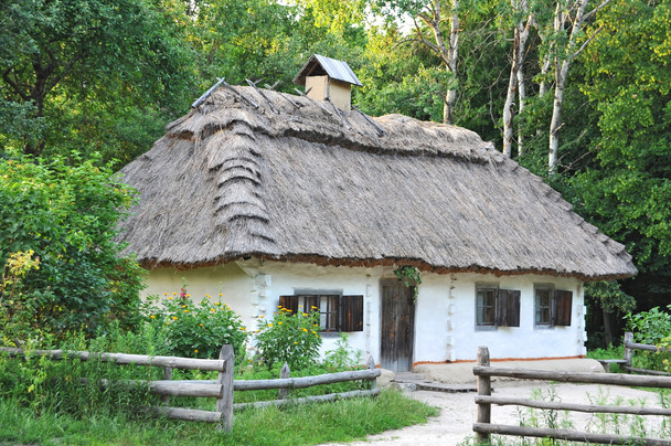 Ancienne cabane avec toit en paille
 - Photo, image