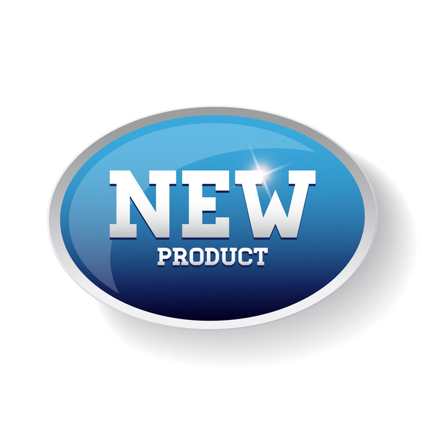 New product label blue - Vector, Image
