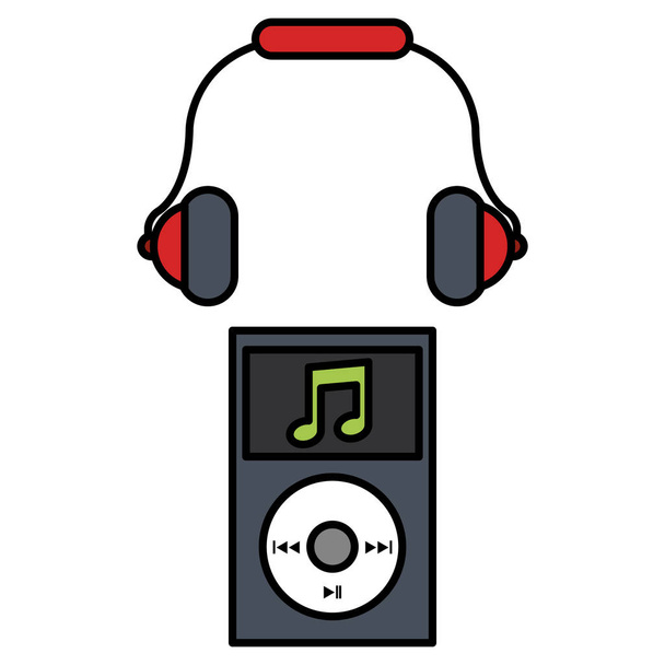 music player mp3 with headphone - Vector, Image
