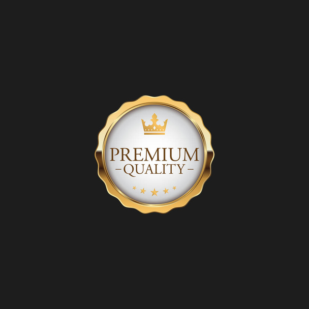 Plantilla de elemento de diseño de oro de lujo con etiqueta de insignia de calidad Circle Premium para embalaje
 - Vector, imagen