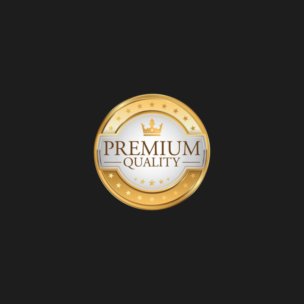 サークルプレミアム品質バッジラベル豪華ゴールドデザイン要素テンプレートパッケージ用 - ベクター画像