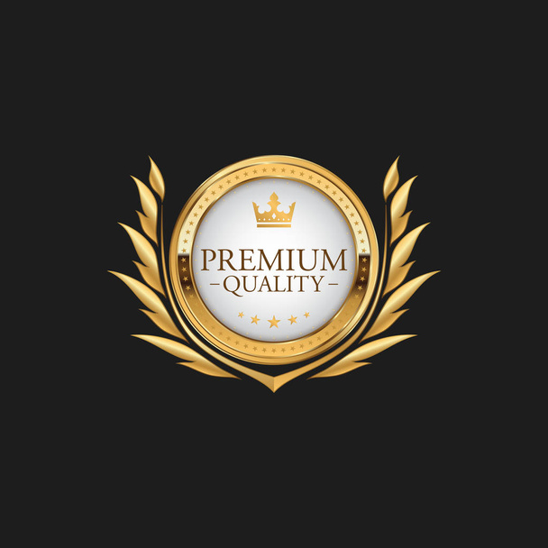 Etiqueta de crachá de qualidade premium de círculo Modelo de elemento de design de ouro de luxo para embalagem
 - Vetor, Imagem