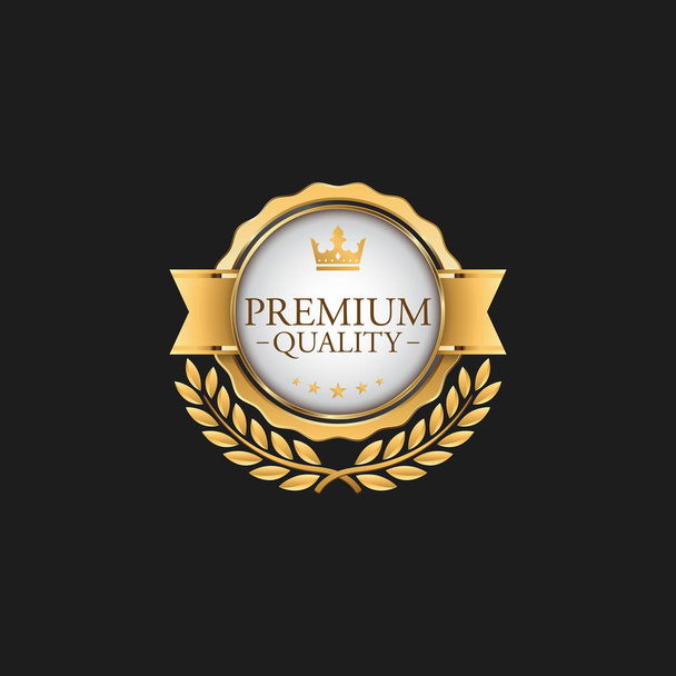 Plantilla de elemento de diseño de oro de lujo con etiqueta de insignia de calidad Circle Premium para embalaje
 - Vector, imagen