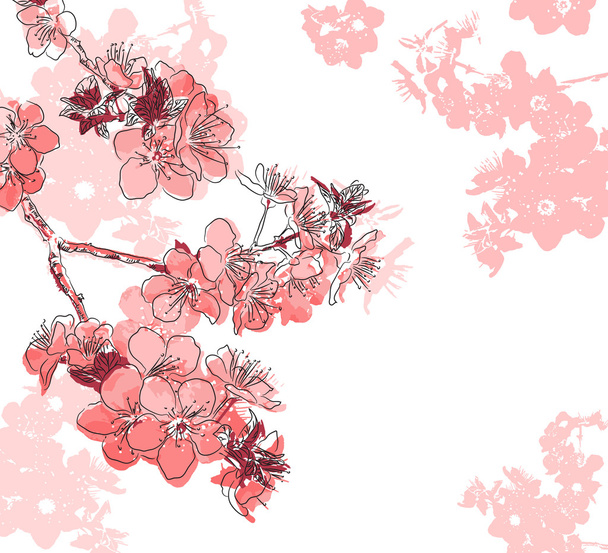 Floral background with a flower sakura - Vector, Imagen